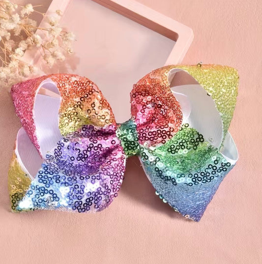 Cute Rainbow Glitter Bow