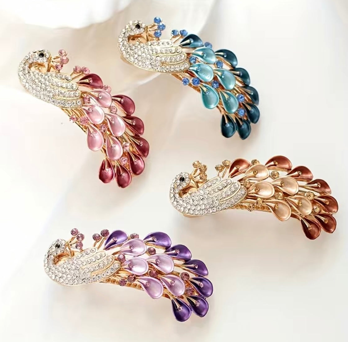 Rhinestone Peacock Clip