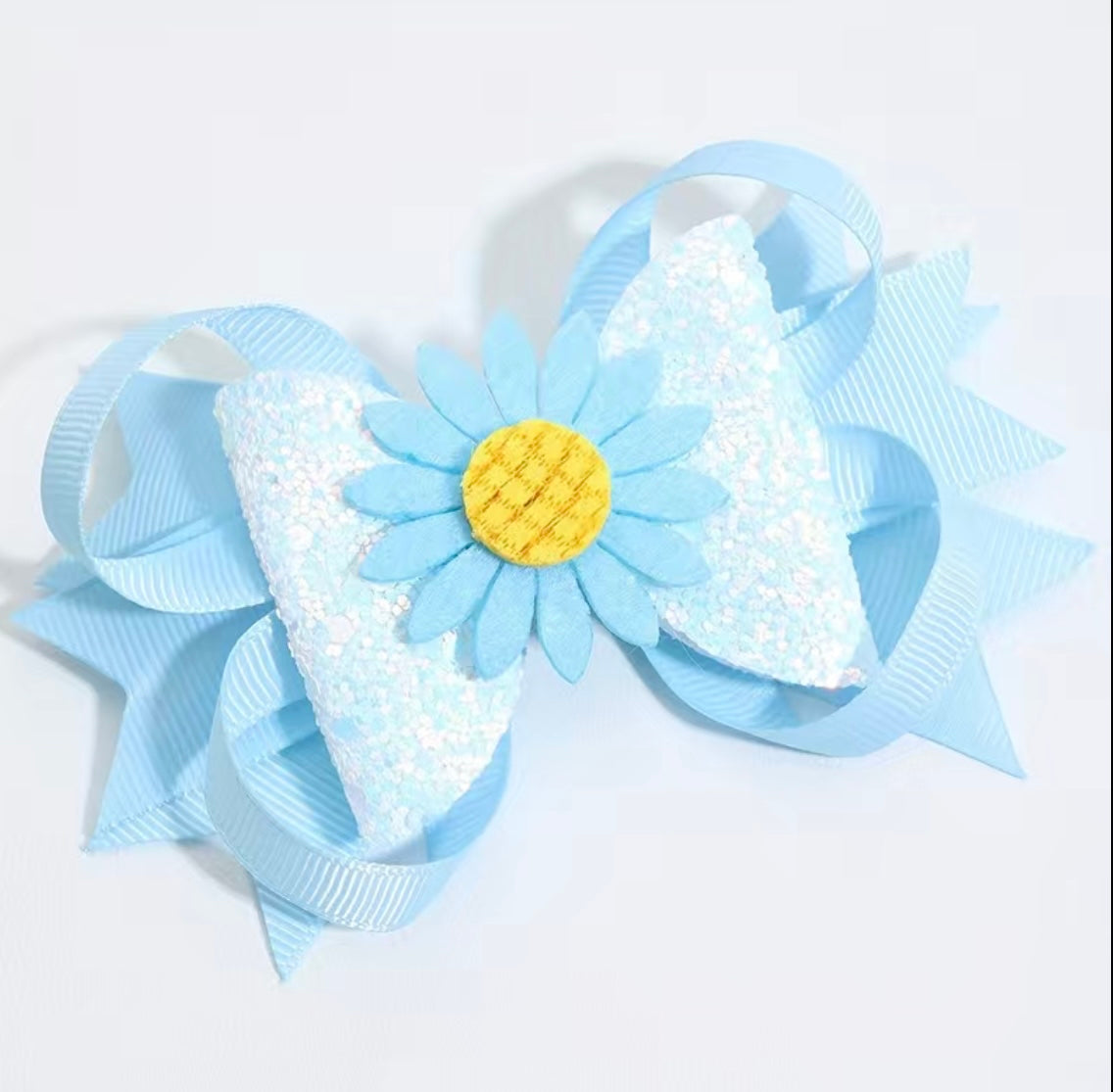 Sequin Sunflower Bow Clip