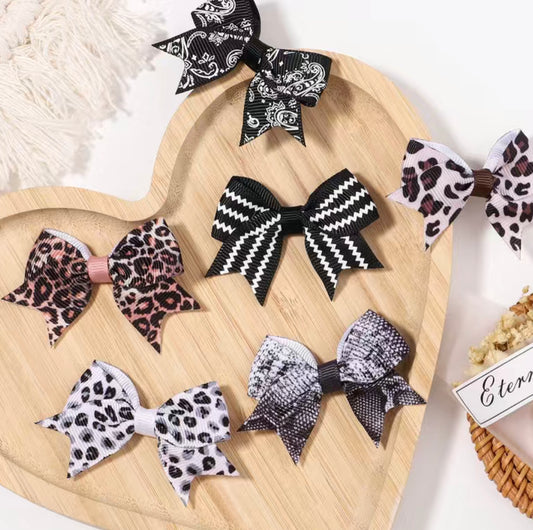 Mini Pattern Hair Bow Clip