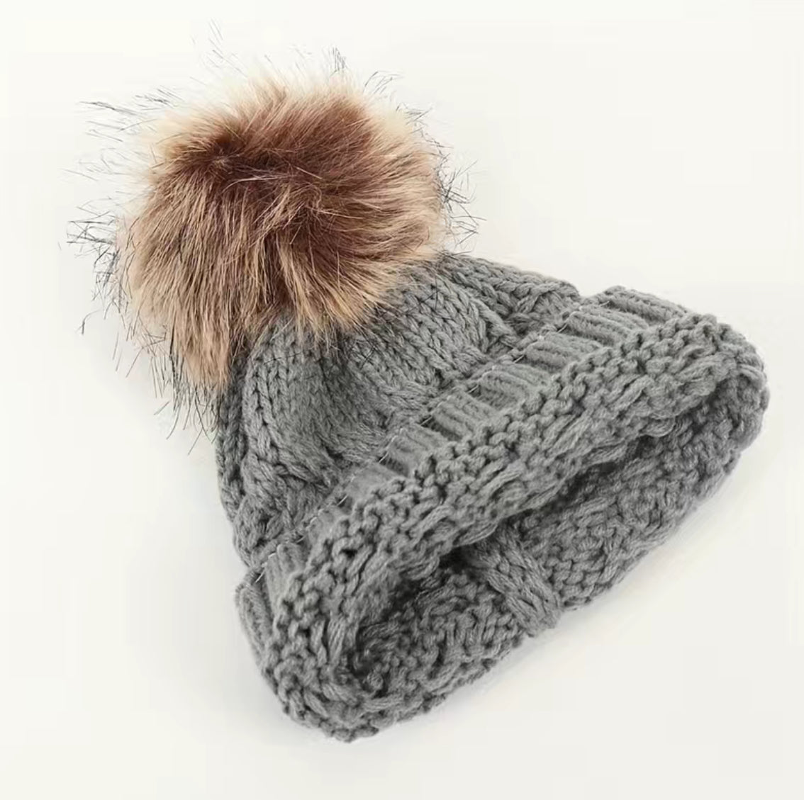 Baby Fur Knitted Cap 0-12 Month