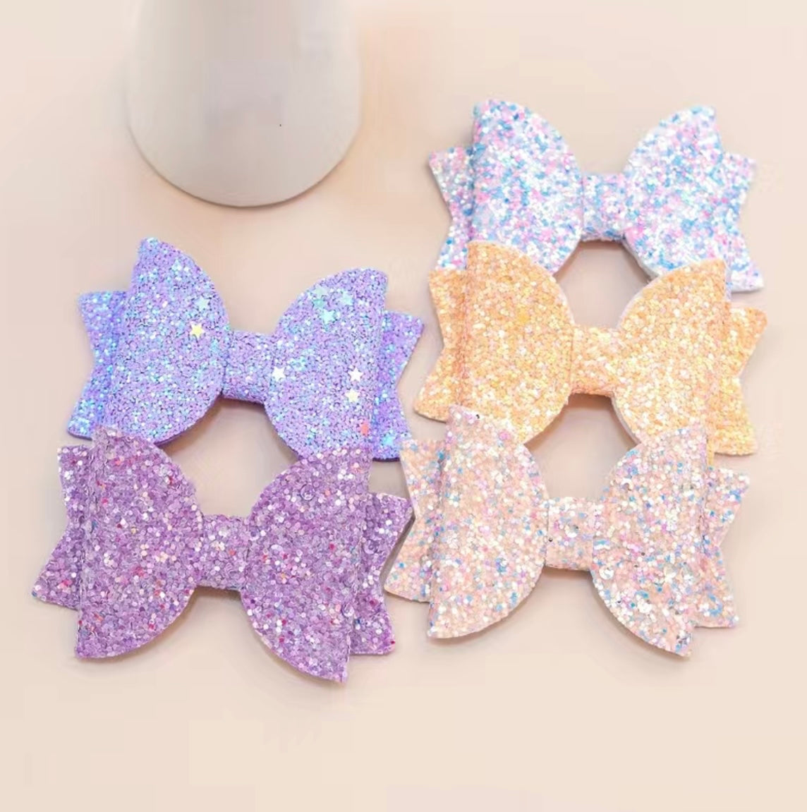 Colorful Glitter Hair Bow